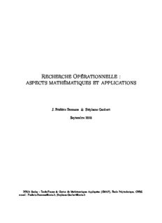 Recherche Opérationnelle : aspects mathématiques et applications