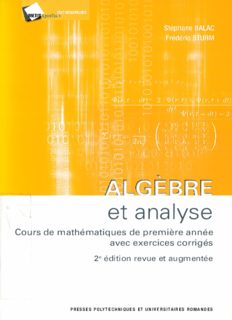 Algèbre et analyse - Cours mathématiques de première années avec exercices corrigés